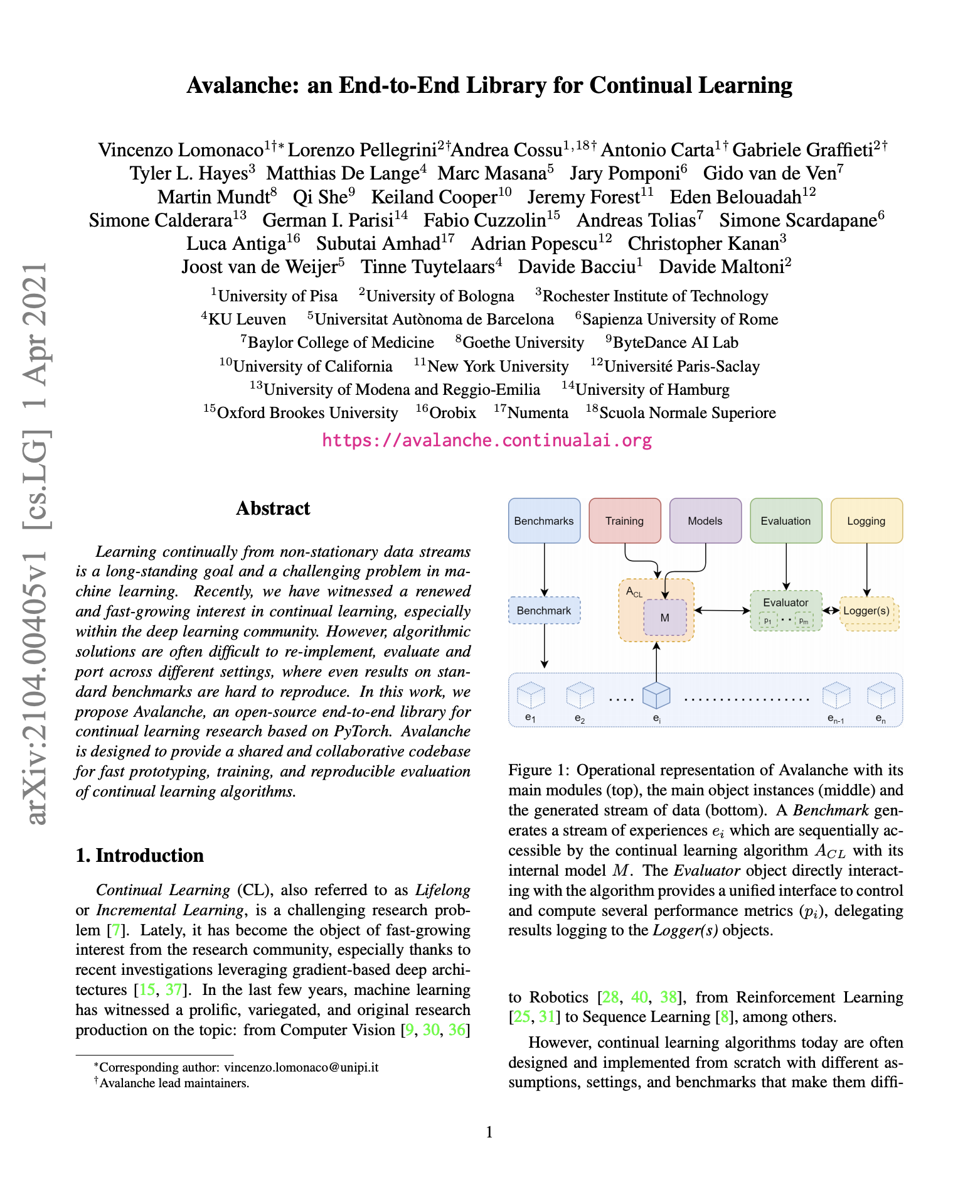 The first page of a scientific publication